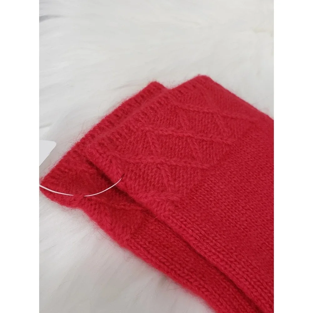 NEW - Pendleton LAMBS WOOL / ANGORA RABBIT HAIR GLOVES cable‎ knit red Vintage
